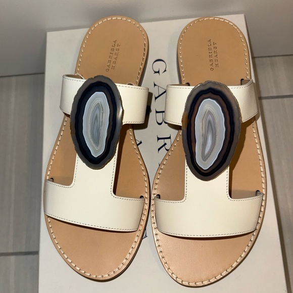 Gabriela Hearst Hades agate embellished sandals, size 40(US9,5-10). White - Picture 1 of 17
